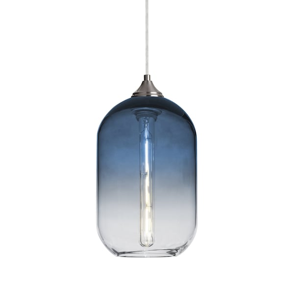Besa Lighting Omega 12 Cord Pendant, Steel/Clear, Satin Nickel Finish, 1x4W LED Filament 1JT-OMEGA12ST-EDIL-SN - main